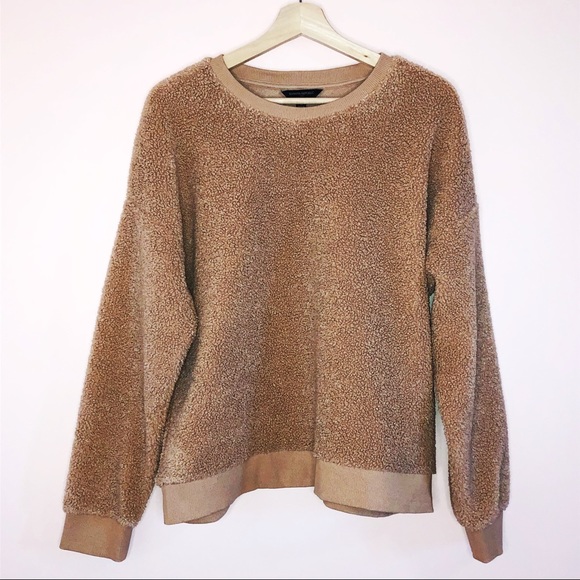 Banana Republic Tan Sherpa Crew Neck Sweater - Picture 1 of 4